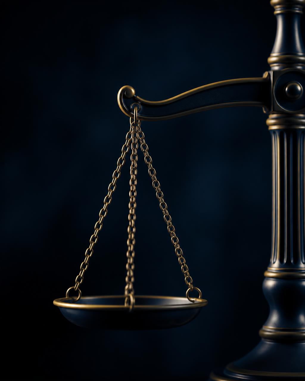 Balança da justiça em detalhe dourado